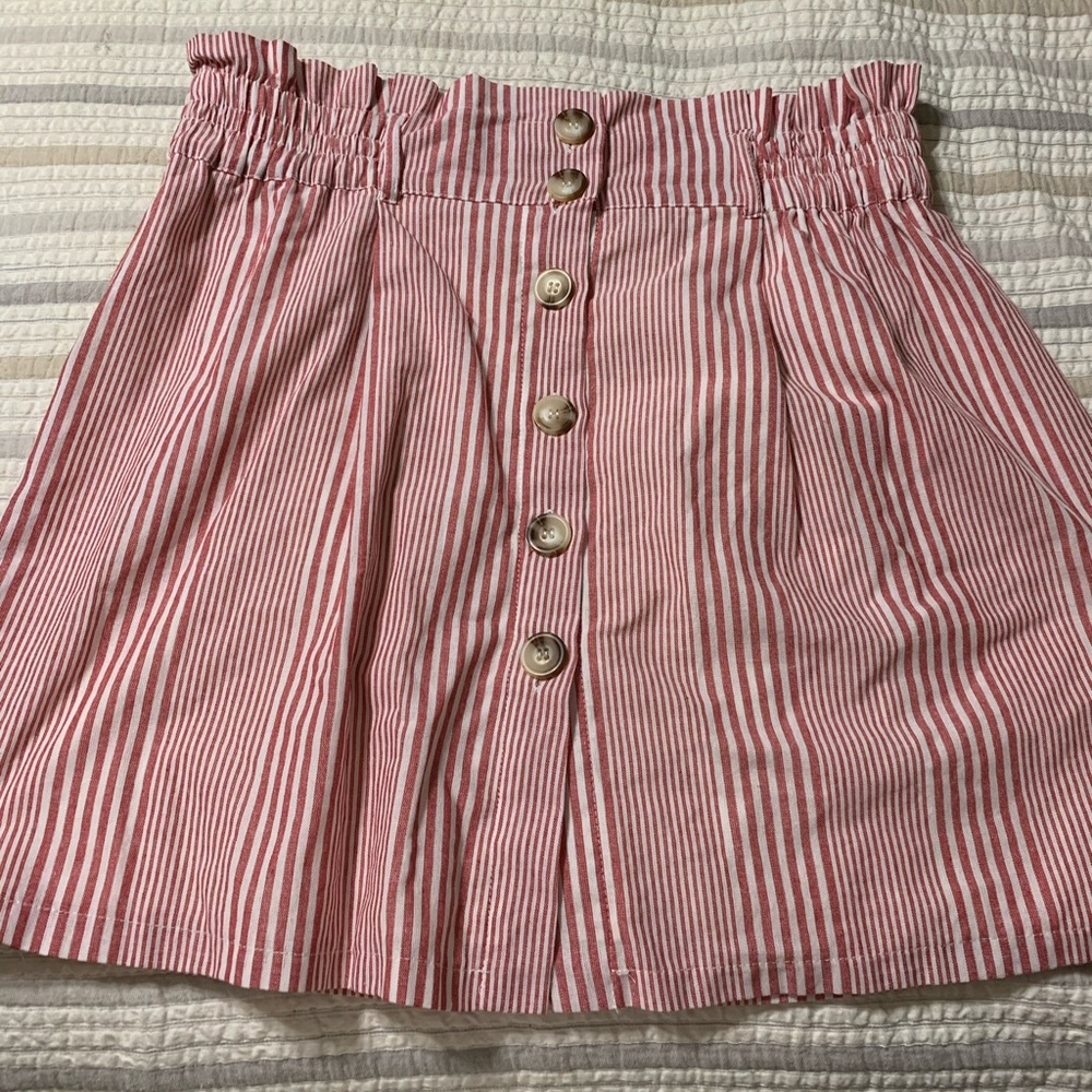 Red and white stripped skirt